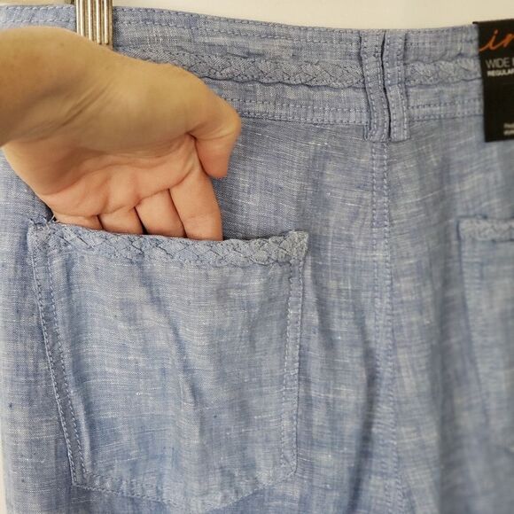 INC Linen Wide Leg Tie Waist Pants with Pockets - Picture 6 of 9